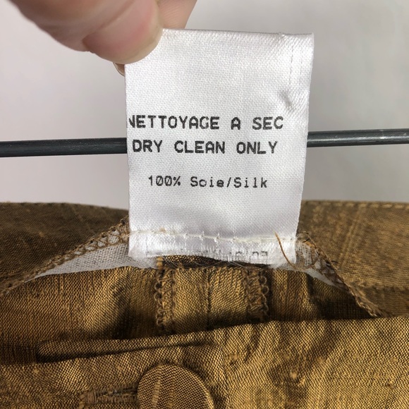 Paule Vasseur Gemeau 100% Silk Gold Pants - Picture 7 of 8